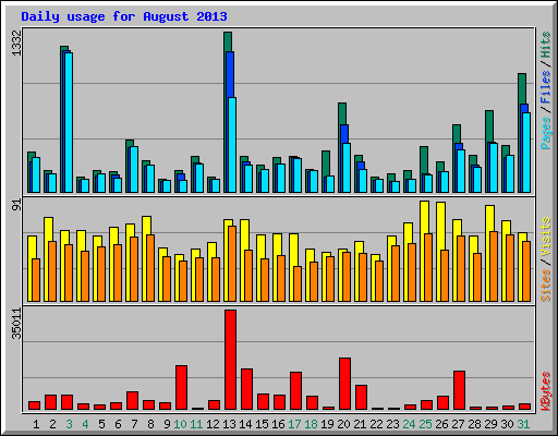 Daily usage for August 2013