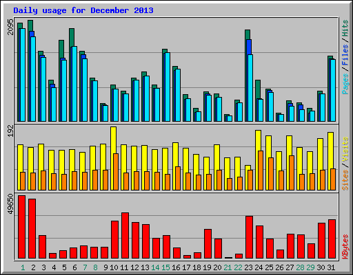 Daily usage for December 2013
