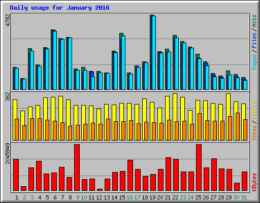 Daily usage for January 2016
