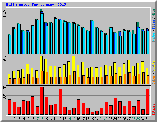 Daily usage for January 2017
